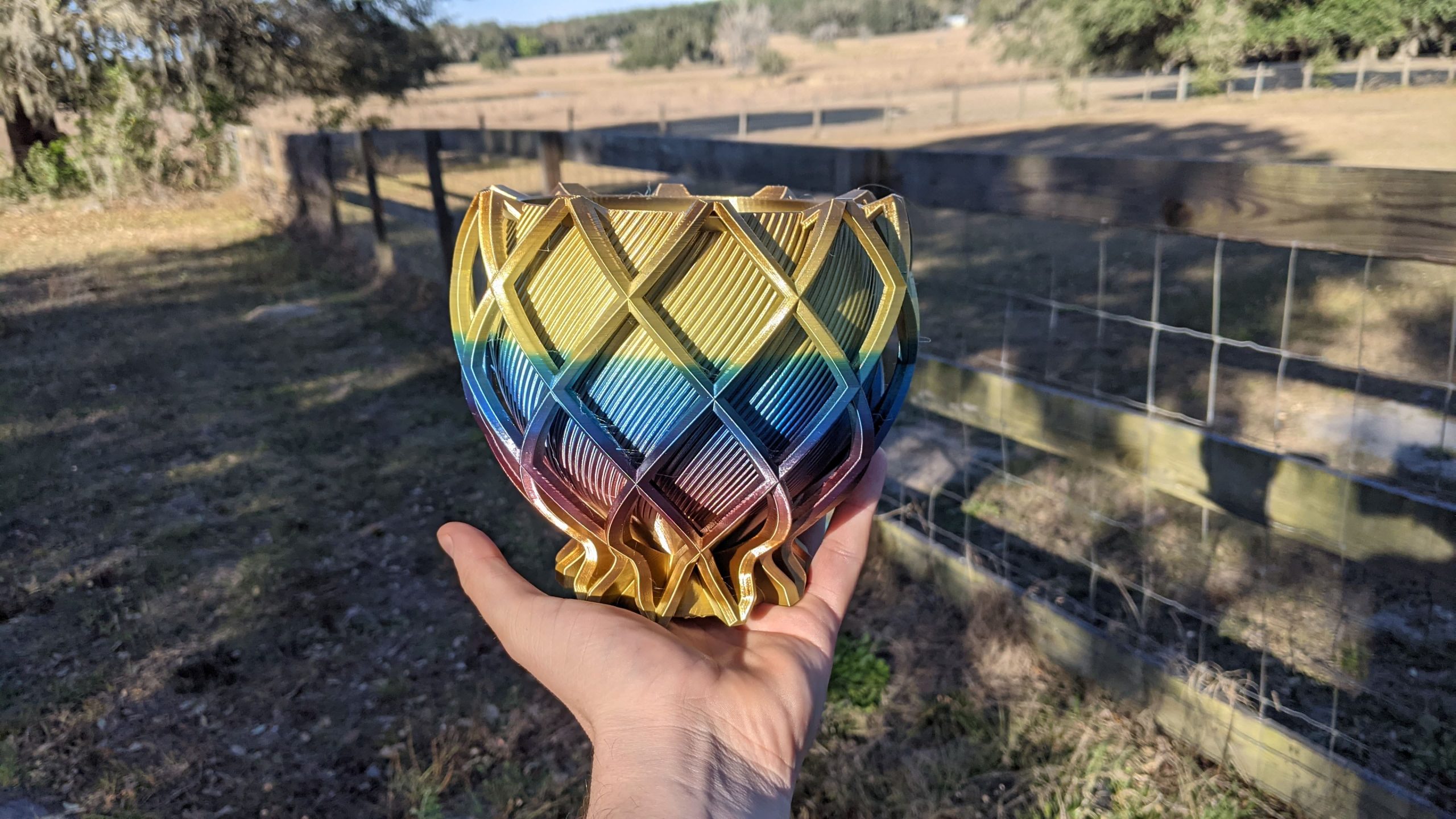 Rift Bowl in Rainbow Silk PLA
