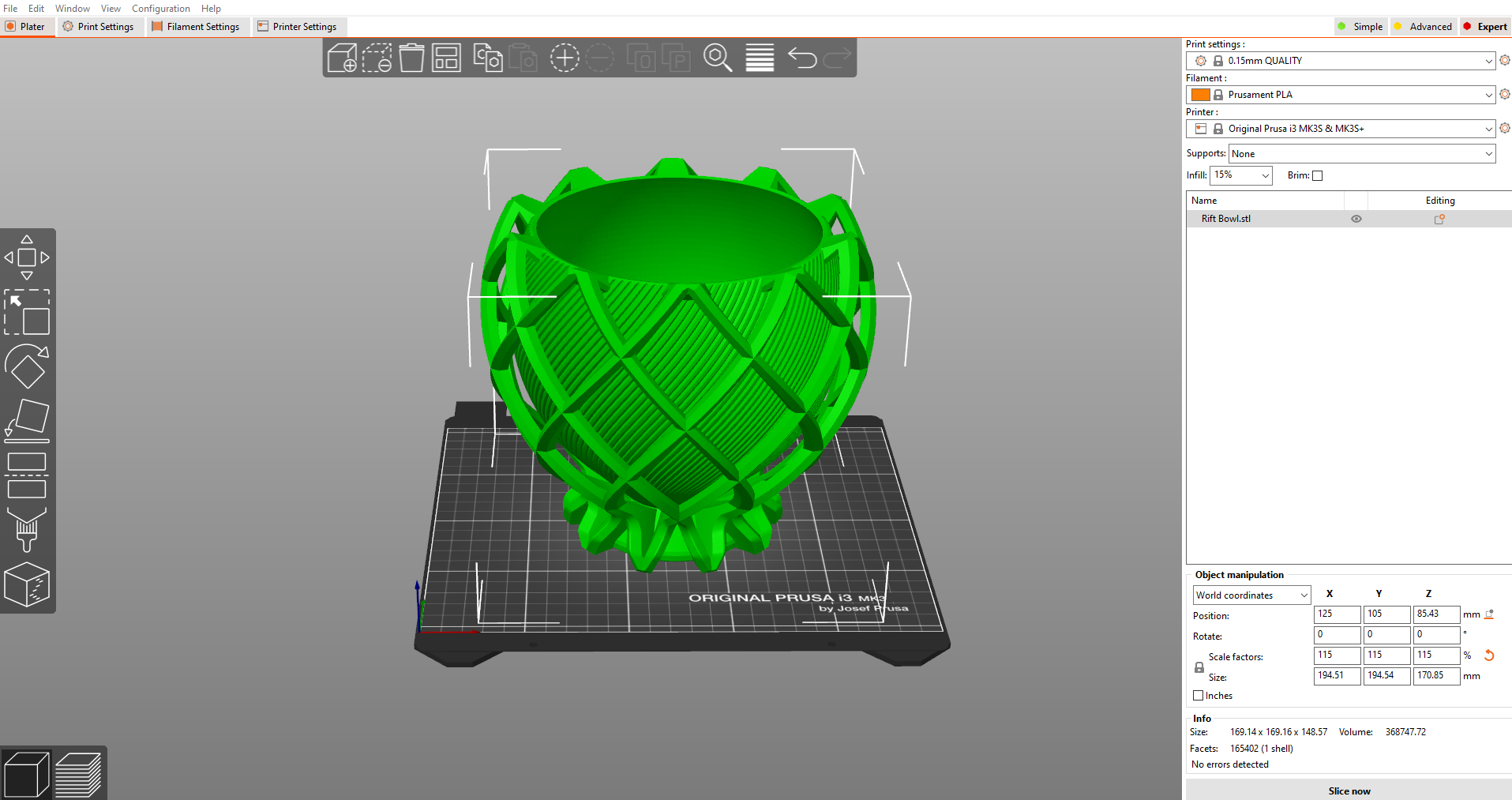 3D Model in Prusa Slicer